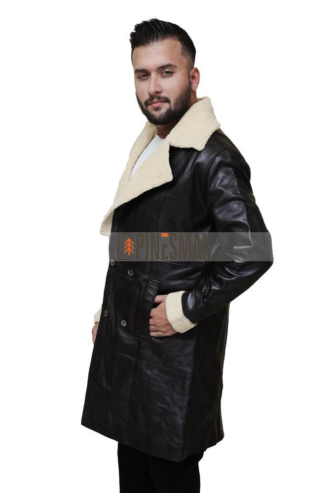 Mitchel Mens Brown Shearling Stylish Leather Coat - PINESMAX