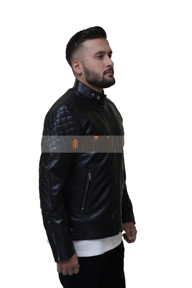 Henry Black Leather Jacket For Men, Warm Black Leather Jacket for Men - PINESMAX