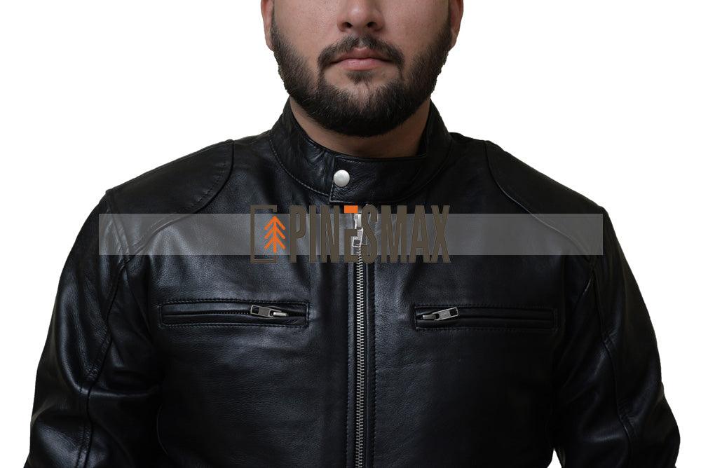 Dodge Black Leather Jacket for Men, Warm Black Jacket for Men - PINESMAX