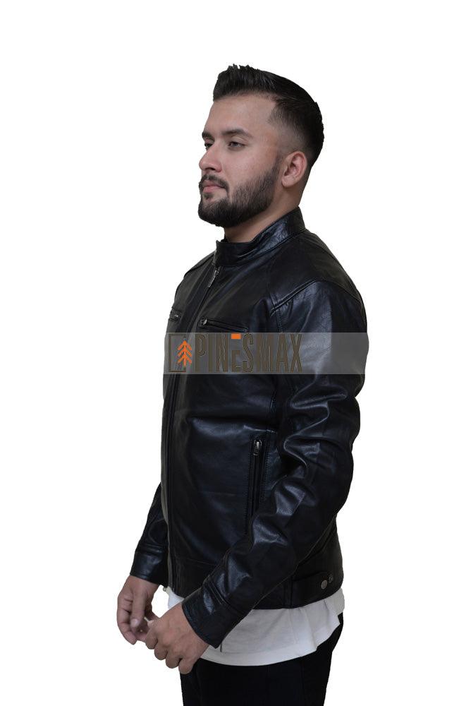 Dodge Black Leather Jacket for Men, Warm Black Jacket for Men - PINESMAX