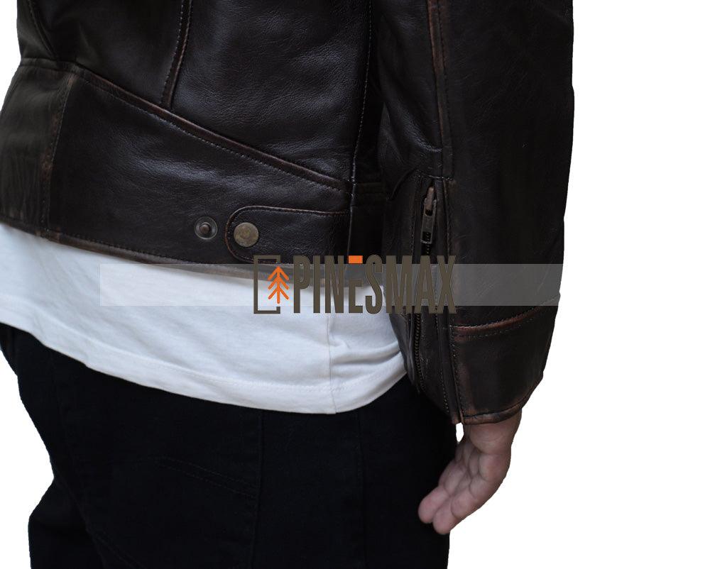 Robert Brown Genuine Leather Jacket For Men, Winter Leather Jacket For Men - PINESMAX