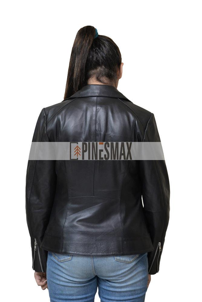 Isabella Black Real Leather Jacket, Warm Leather Black Jacket For Women - PINESMAX