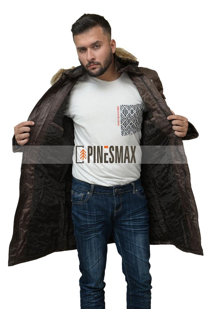 Jonathan Brown Shearling Hooded Stylish Parachute Jacket - PINESMAX