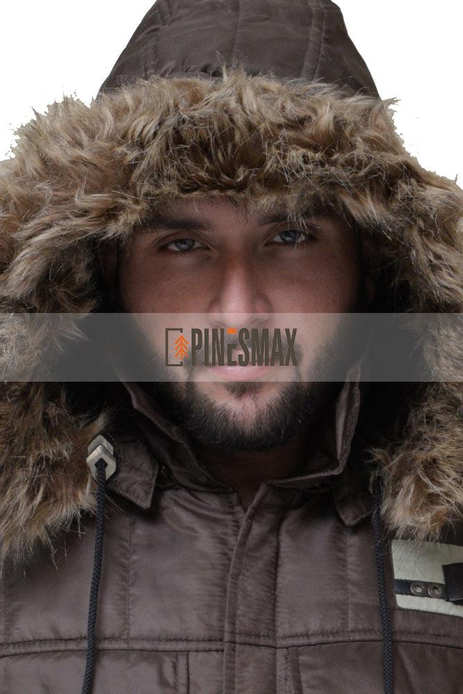 Jonathan Brown Shearling Hooded Stylish Parachute Jacket - PINESMAX