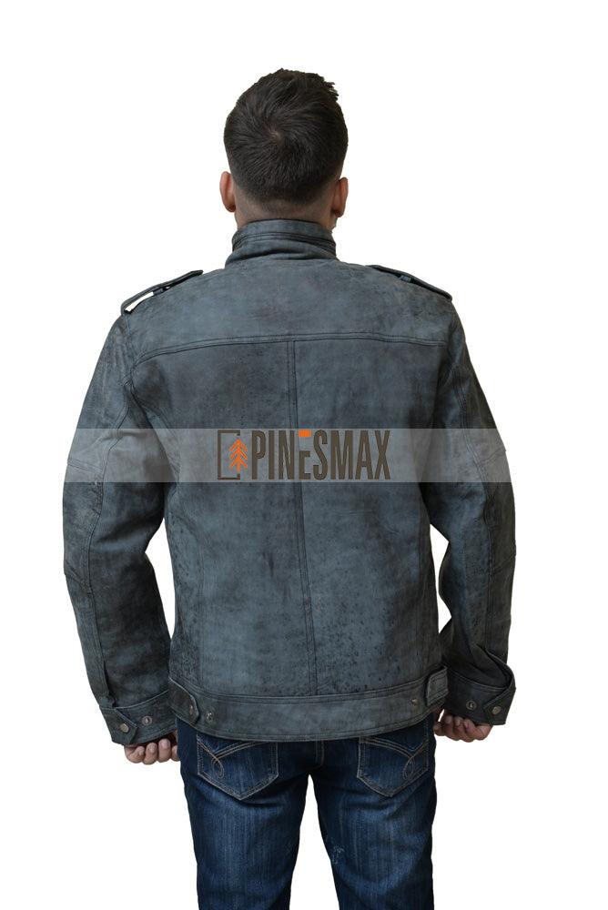 Tavares Mens Grey Suede Biker Jacket - PINESMAX