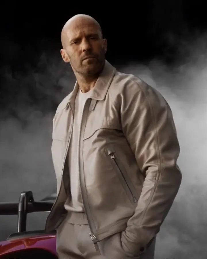 Fast X 2023 Jason Statham Beige Leather Jacket - PINESMAX