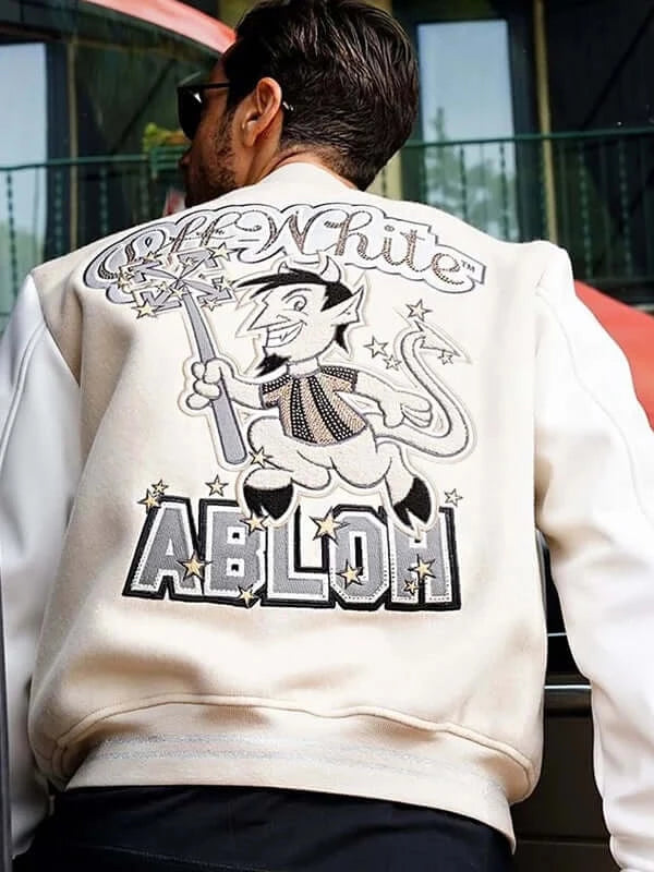 Club AC Milan Off White Varsity Jacket
