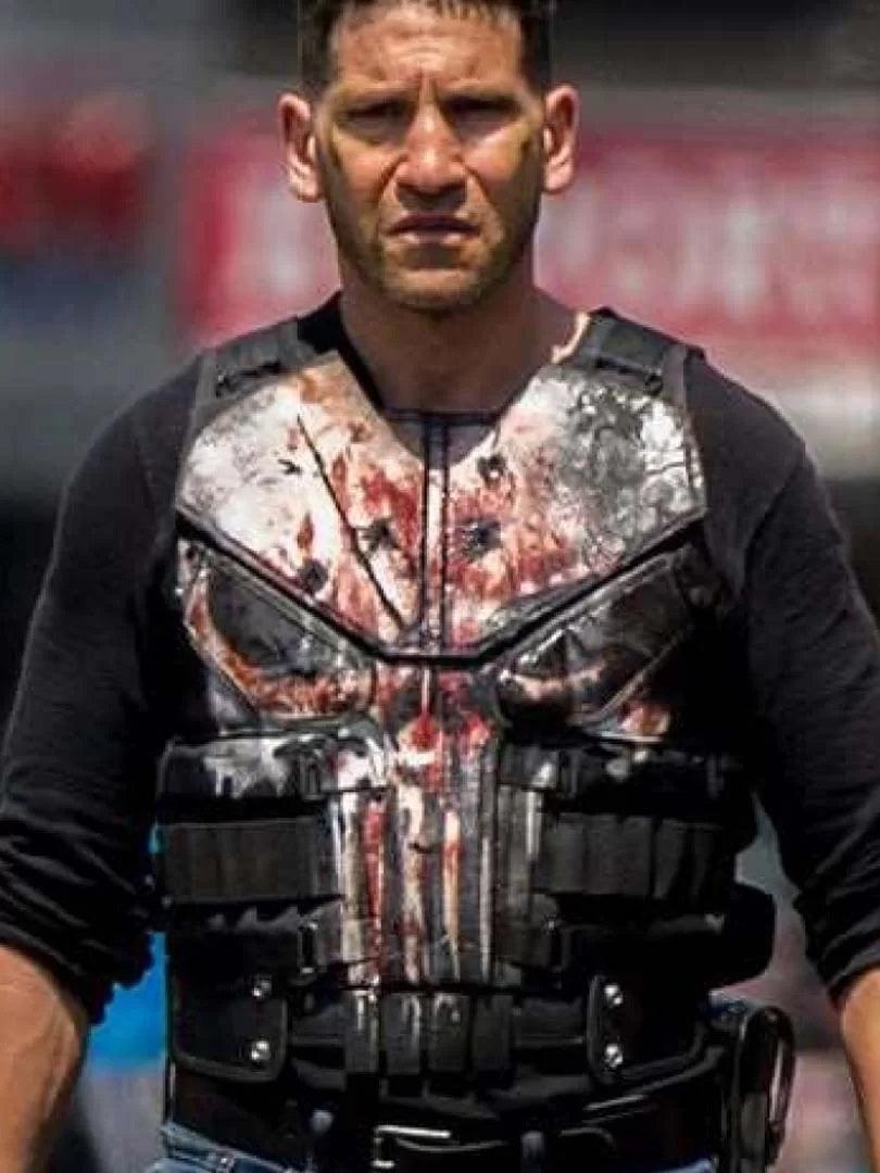 Frank Castle The Punisher Black Leather Vest Season 2 - PINESMAX