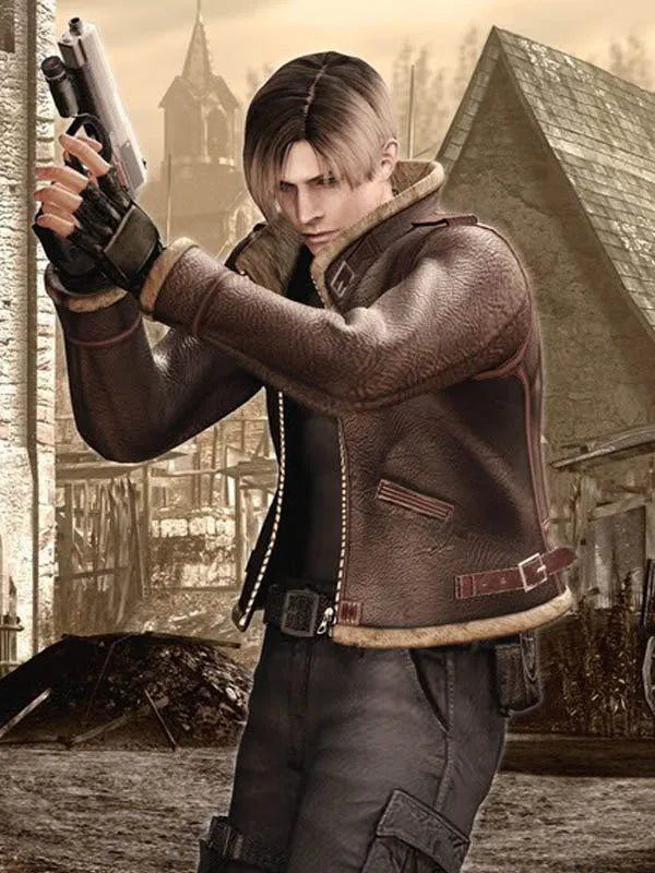 Resident Evil 4 Shearling Leather Jacket - PINESMAX