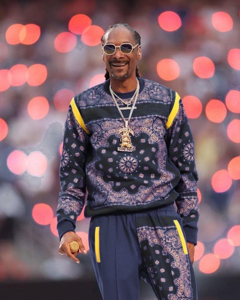 Snoop Dogg Super Bowl Halftime Black Bandana Tracksuit - PINESMAX
