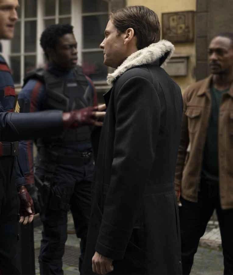 ZEMO THE FALCON AND THE WINTER SOLDIER FUR COLLAR COAT - PINESMAX