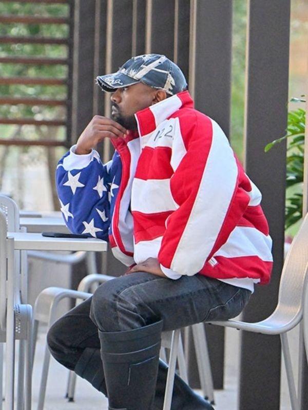 Kanye West American Flag Puffer Jacket - PINESMAX