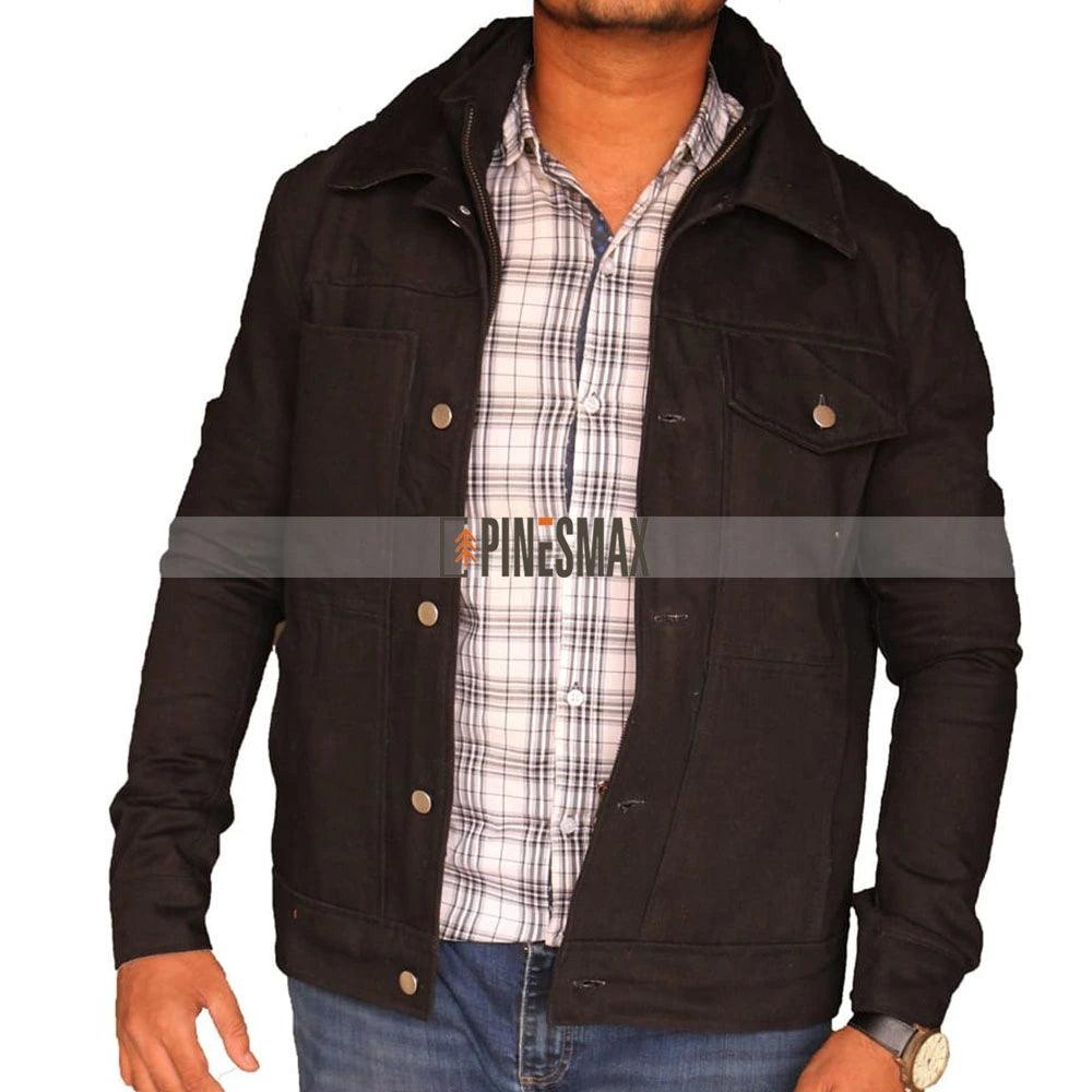 Mens Cowboy Black Cotton Jacket - PINESMAX