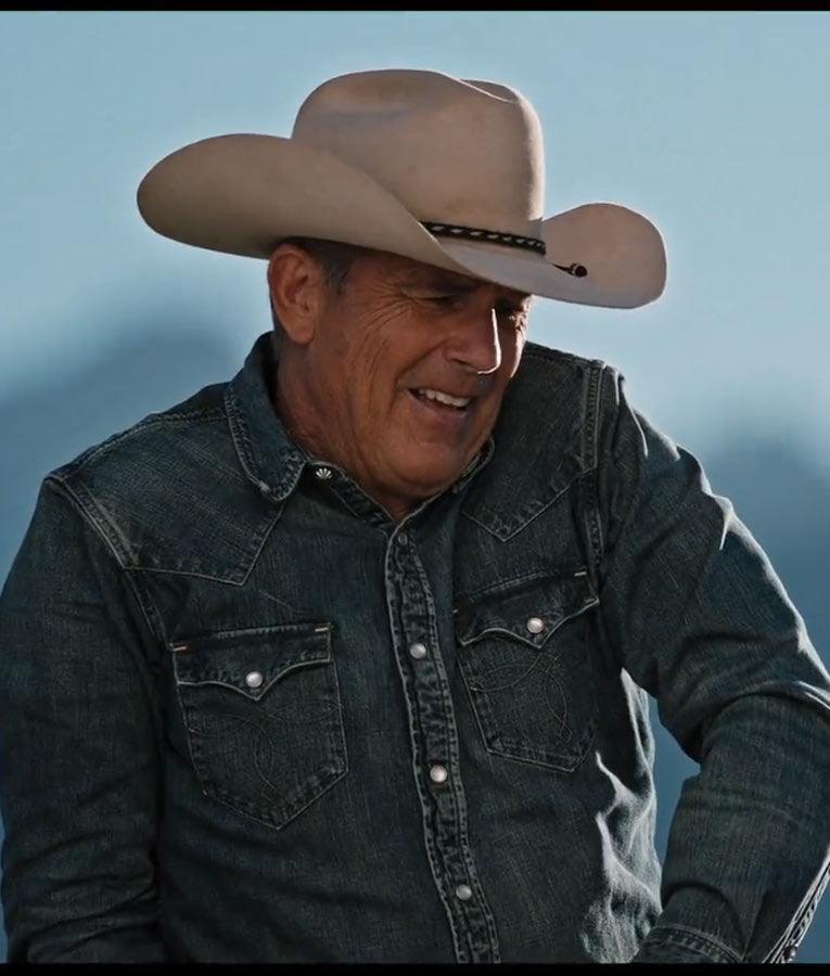 John Dutton Denim Blue Shirt Yellowstone Season 4 - PINESMAX