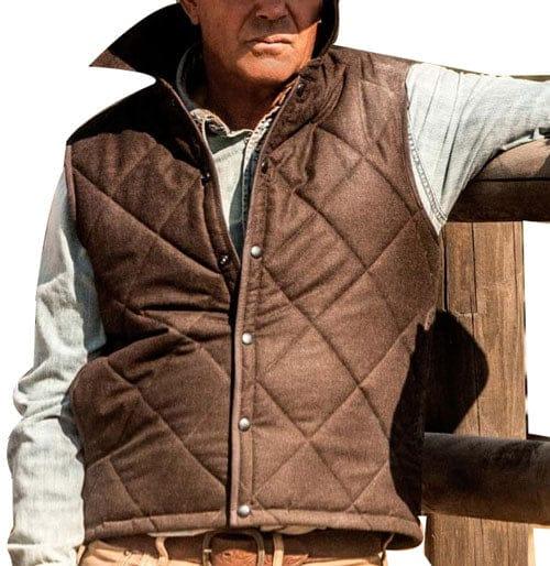 Yellowstone Kevin Costner John Dutton Brown Vest - PINESMAX