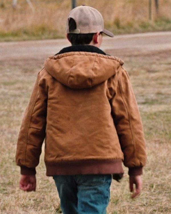 Tate Dutton Cotton Brown Hooded Jacket Yellowstone Season 4 - PINESMAX
