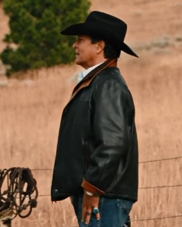 Gil Birmingham Black Leather Jacket Yellowstone Season 4 - PINESMAX