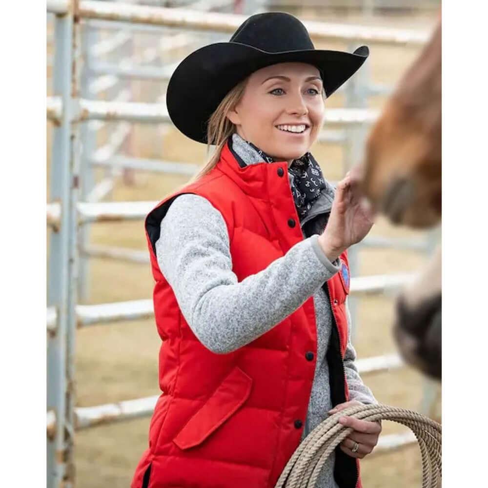 Amber Marshall Heartland Quilted Down Red Vest - PINESMAX