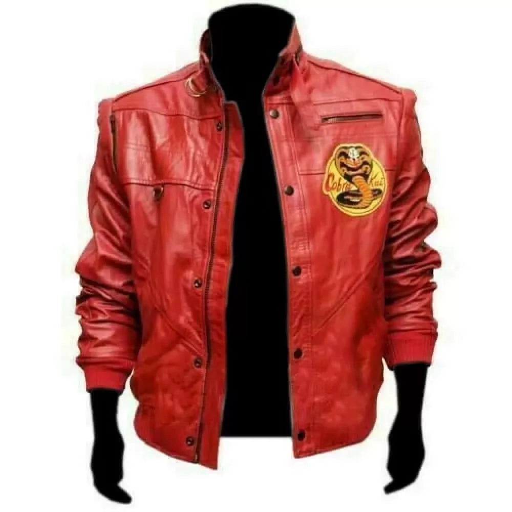 Cobra Kai Johnny Lawrence Red Leather Jacket - PINESMAX