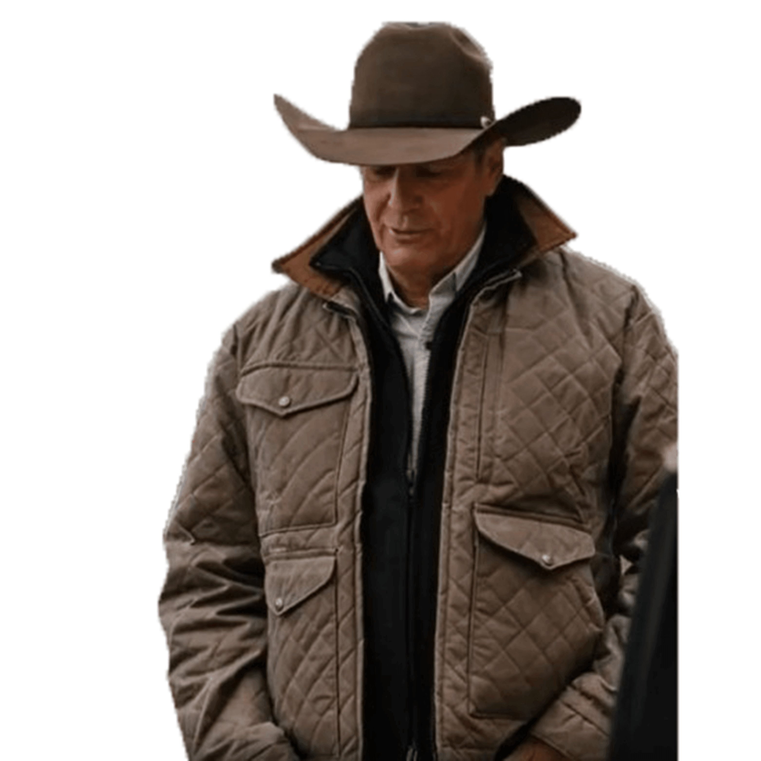 Men Kevin Costner Quilted Jacket Yellowstone Season 4 | John Dutton Yellowstone Jacket - PINESMAX