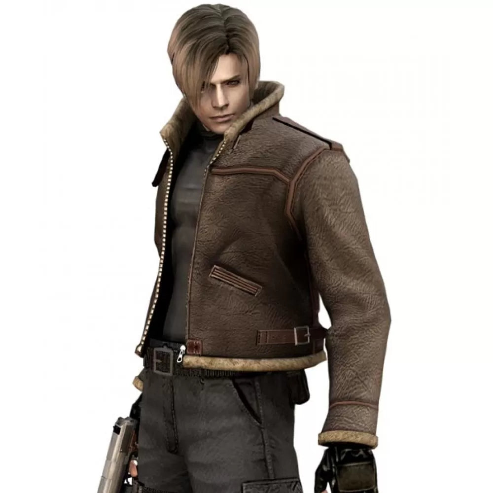 Resident Evil 4 Shearling Leather Jacket - PINESMAX