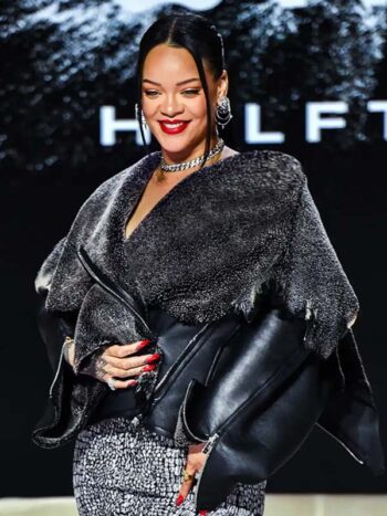 Rihanna Super Bowl 2023 Fur Leather Jacket - PINESMAX