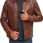 Men's Modern Fit Leather Jacket - PINESMAX