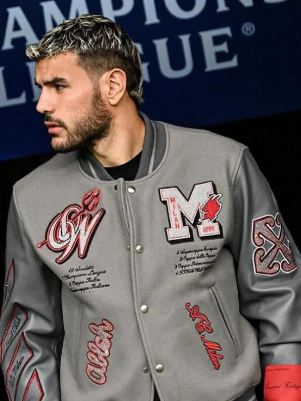 Ac Milan Grey Varsity Jacket - PINESMAX