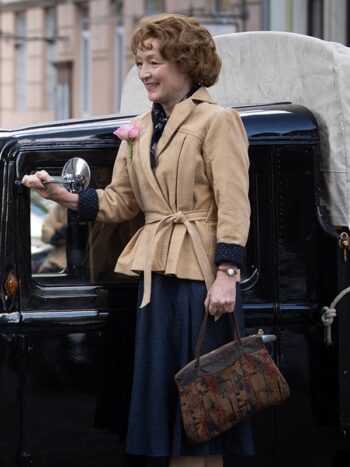 Mrs. Harris Goes to Paris 2022 Ada Harris Beige Coat - PINESMAX