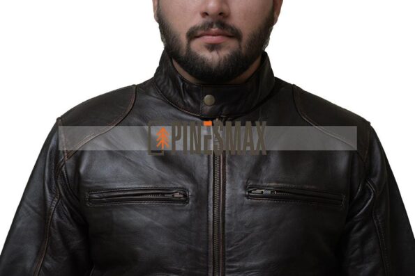 Robert Brown Genuine Leather Jacket For Men, Winter Leather Jacket For Men - PINESMAX