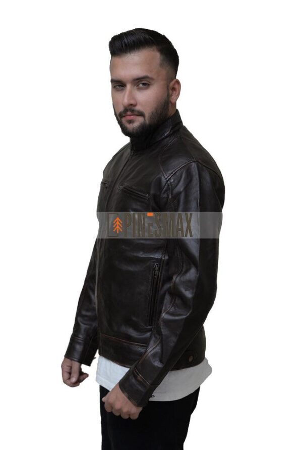 Robert Brown Genuine Leather Jacket For Men, Winter Leather Jacket For Men - PINESMAX