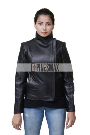 Renata Black Leather Jacket For Women - PINESMAX