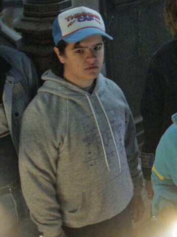 Gaten Matarazzo Grey Hoodie Stranger Things Season 4 - PINESMAX