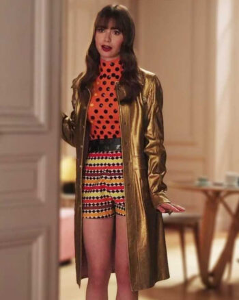 Emily Cooper Emily in Paris Golden Leather Coat