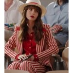 Emily In Paris Lily Collins Red & White Striped Suit