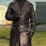 Gary Johnson Hit Man 2024 Black Leather Coat