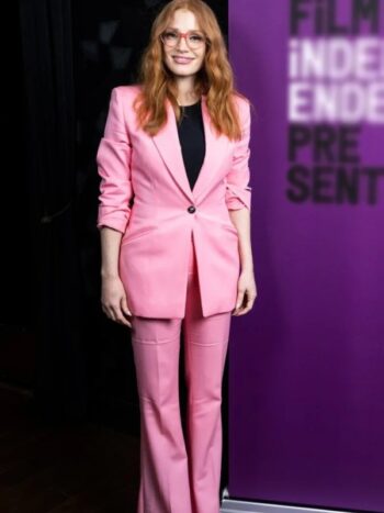 George & Tammy 2023 Jessica Chastain Pink Suit - PINESMAX
