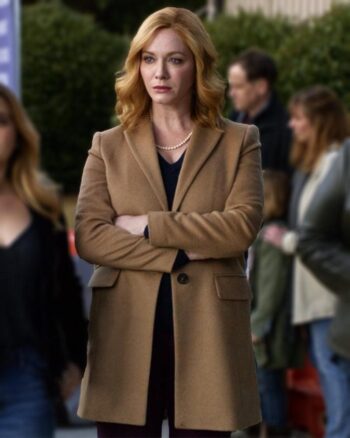 Good Girls Christina Hendricks Wool Camel Coat - PINESMAX