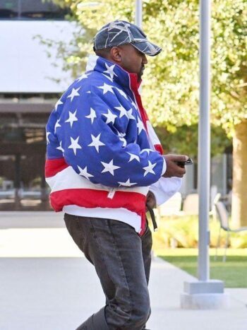 Kanye West American Flag Puffer Jacket - PINESMAX