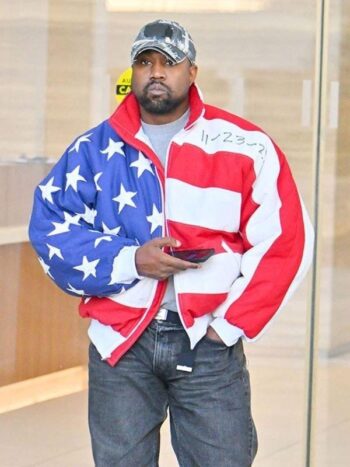 Kanye West American Flag Puffer Jacket - PINESMAX