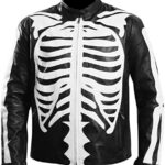 Men's Motorcycle Skeleton Bones Black Jacket - PINESMAX