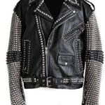 Punk Studded Black Leather Jacket - PINESMAX