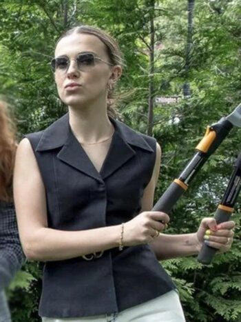 Millie Bobby Black Vest Stranger Things Season 4 - PINESMAX