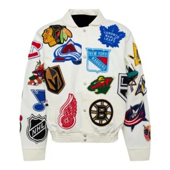 NHL Collage Jeff Hamilton White Leather Jacket - PINESMAX