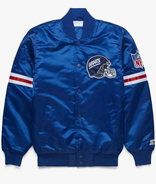 New York Giants Royal Blue Satin Jacket - PINESMAX