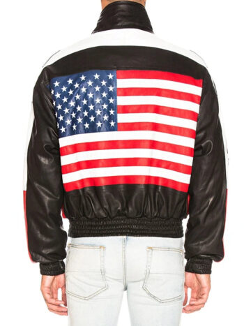 Cane Tejada Power Book II Amiri Flag Leather Jacket - PINESMAX