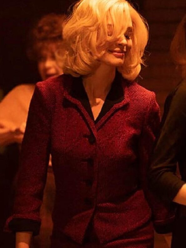 Eileen 2023 Anne Hathaway Red Corduroy Blazer - PINESMAX