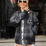 Rihanna In London Black Varsity Jacket