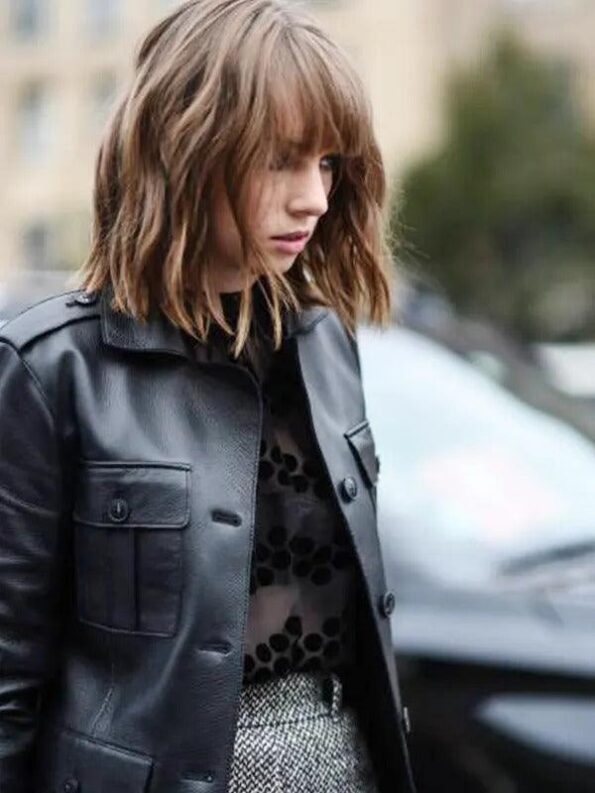 Celebrity Maya Hawke Leather Coat Stranger Things - PINESMAX