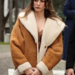 Serenay-Sarikaya-The-Family-Aile-Tv-Series-S02-Devin-Akin-Brown-Suede-Leather-Shearling-Jacket